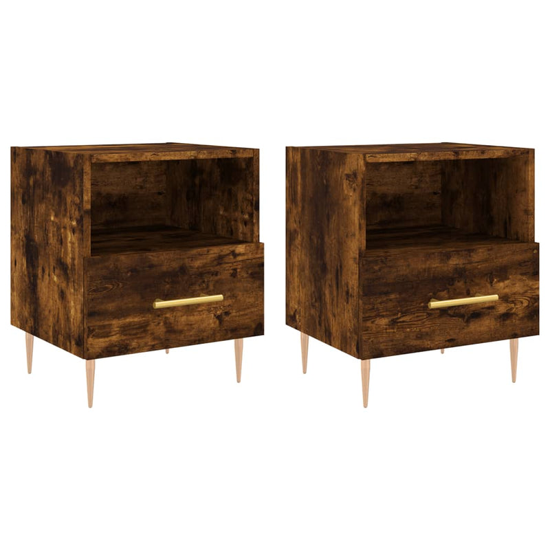 Nachtkastjes 2 st 40x35x47,5 cm bewerkt hout gerookt eikenkleur MeubelReus