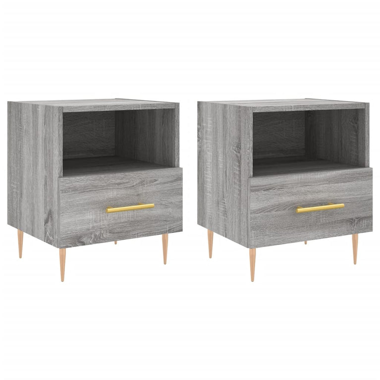 Nachtkastjes 2 st 40x35x47,5 cm bewerkt hout grijs sonoma eiken MeubelReus