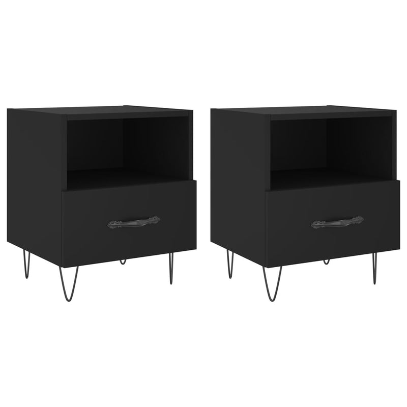 Nachtkastjes 2 st 40x35x47,5 cm bewerkt hout zwart MeubelReus
