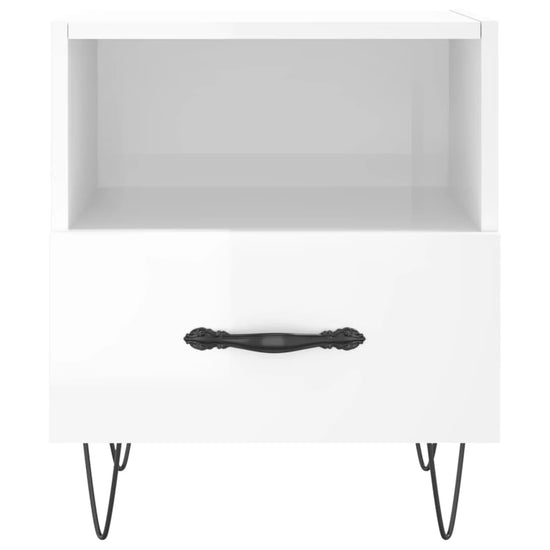 Nachtkastje 40x35x47,5 cm bewerkt hout hoogglans wit MeubelReus