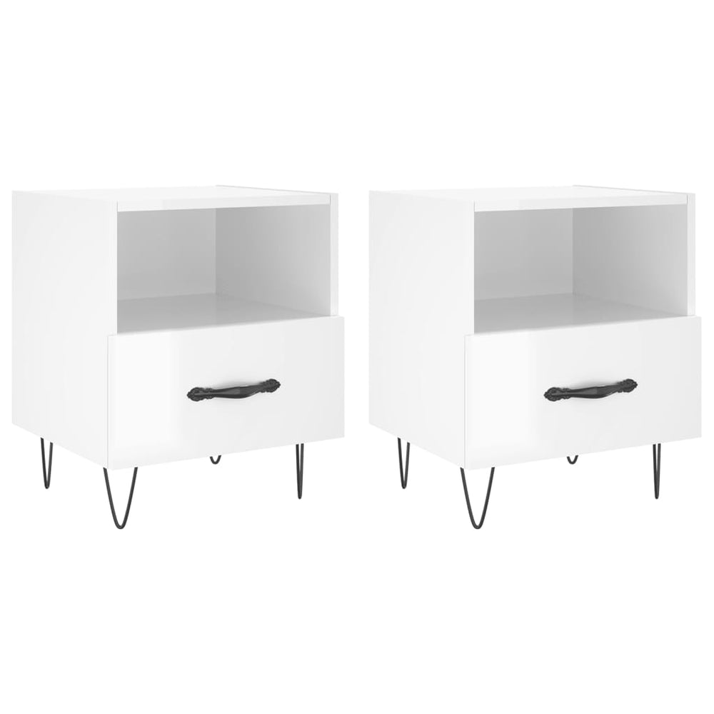 Nachtkastjes 2 st 40x35x47,5 cm bewerkt hout hoogglans wit MeubelReus
