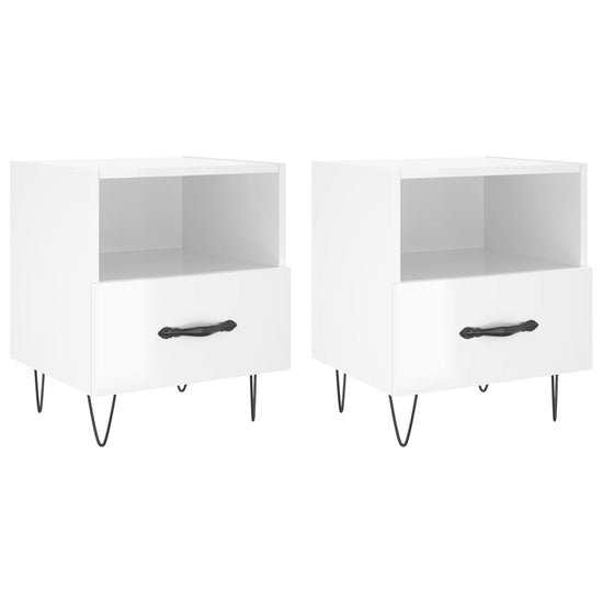 Nachtkastjes 2 st 40x35x47,5 cm bewerkt hout hoogglans wit MeubelReus
