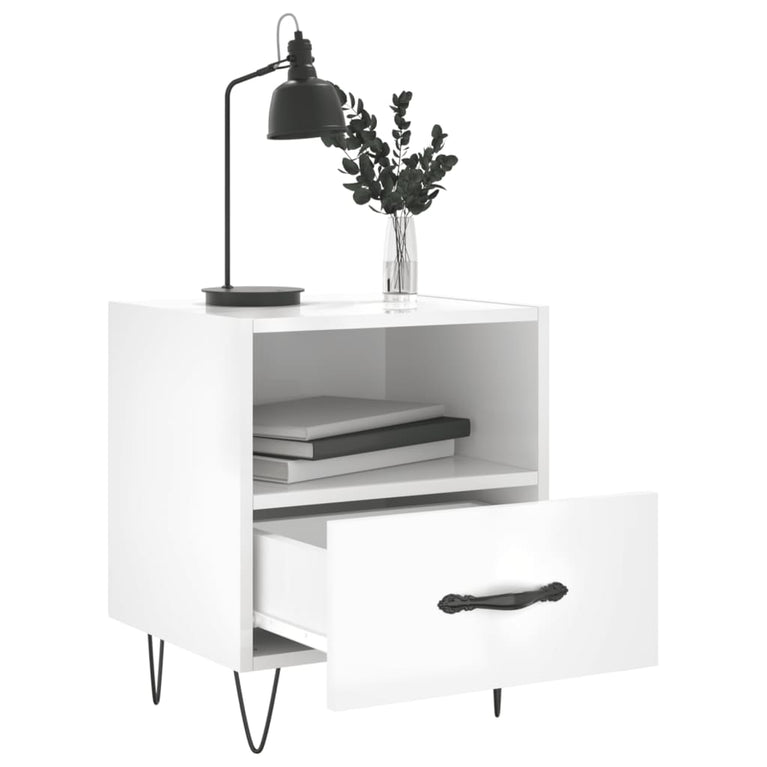 Nachtkastjes 2 st 40x35x47,5 cm bewerkt hout hoogglans wit MeubelReus
