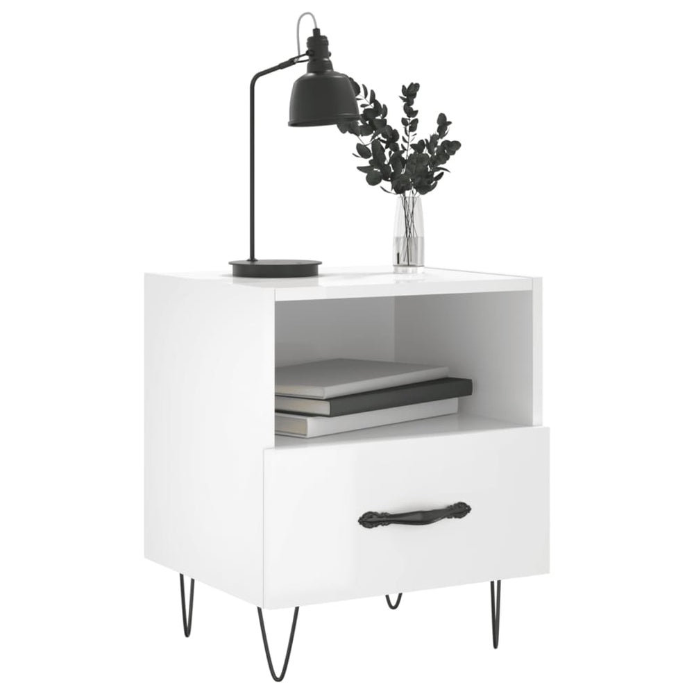 Nachtkastjes 2 st 40x35x47,5 cm bewerkt hout hoogglans wit MeubelReus