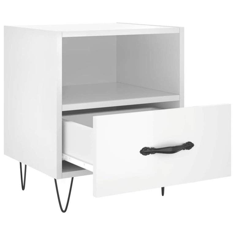 Nachtkastjes 2 st 40x35x47,5 cm bewerkt hout hoogglans wit MeubelReus