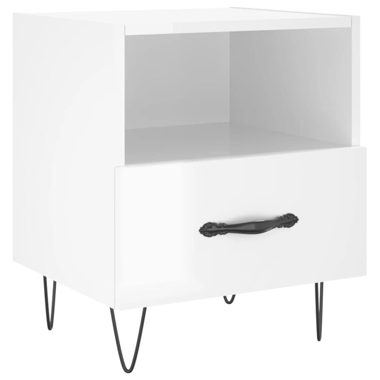 Nachtkastjes 2 st 40x35x47,5 cm bewerkt hout hoogglans wit MeubelReus