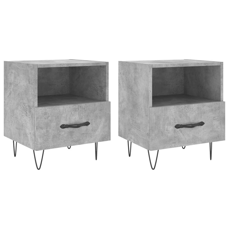 Nachtkastjes 2 st 40x35x47,5 cm bewerkt hout betongrijs MeubelReus
