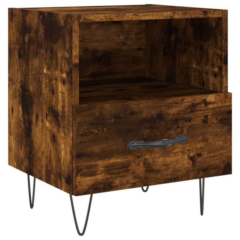 Nachtkastje 40x35x47,5 cm bewerkt hout gerookt eikenkleurig MeubelReus