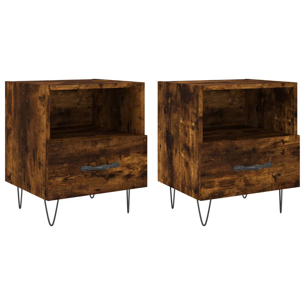 Nachtkastjes 2 st 40x35x47,5 cm bewerkt hout gerookt eikenkleur MeubelReus