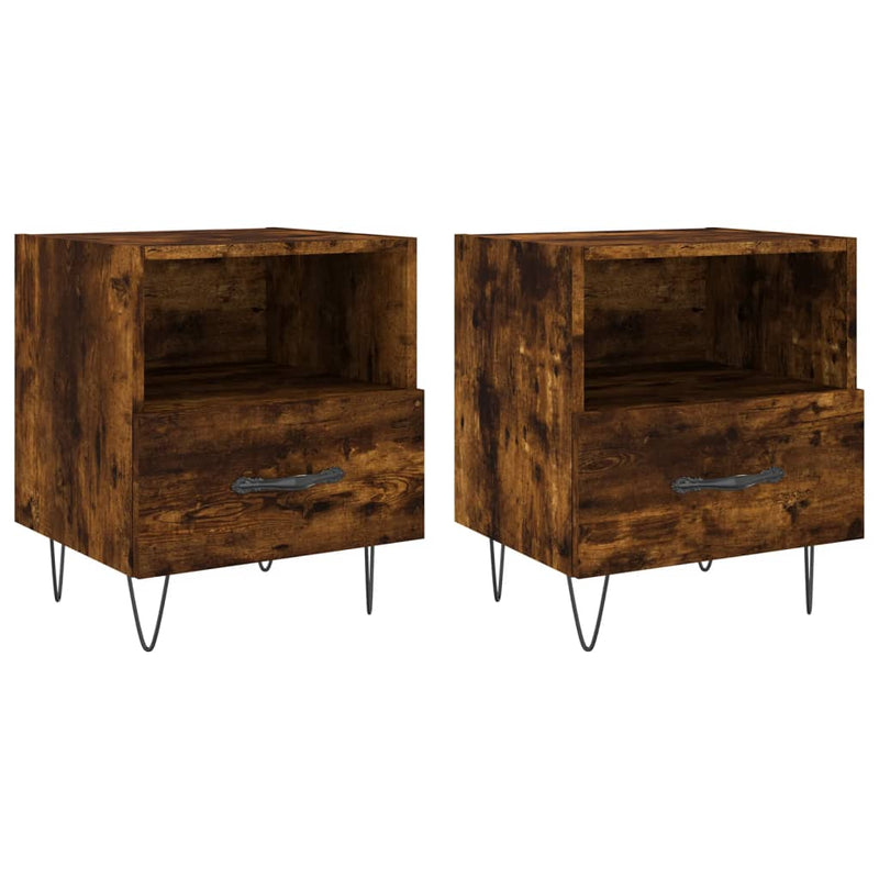 Nachtkastjes 2 st 40x35x47,5 cm bewerkt hout gerookt eikenkleur MeubelReus