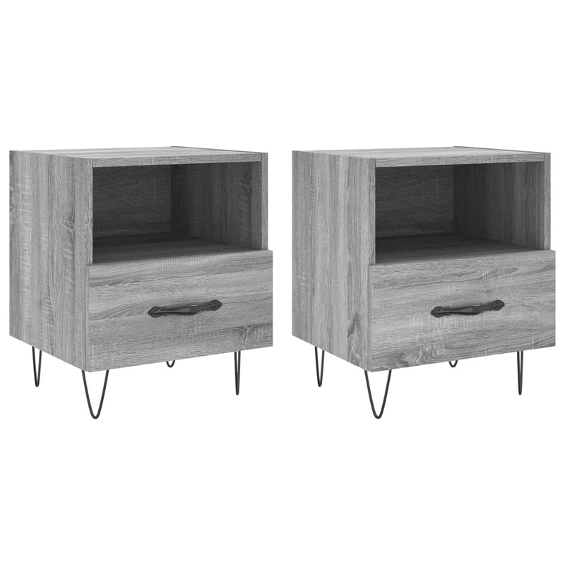 Nachtkastjes 2 st 40x35x47,5 cm bewerkt hout grijs sonoma eiken MeubelReus