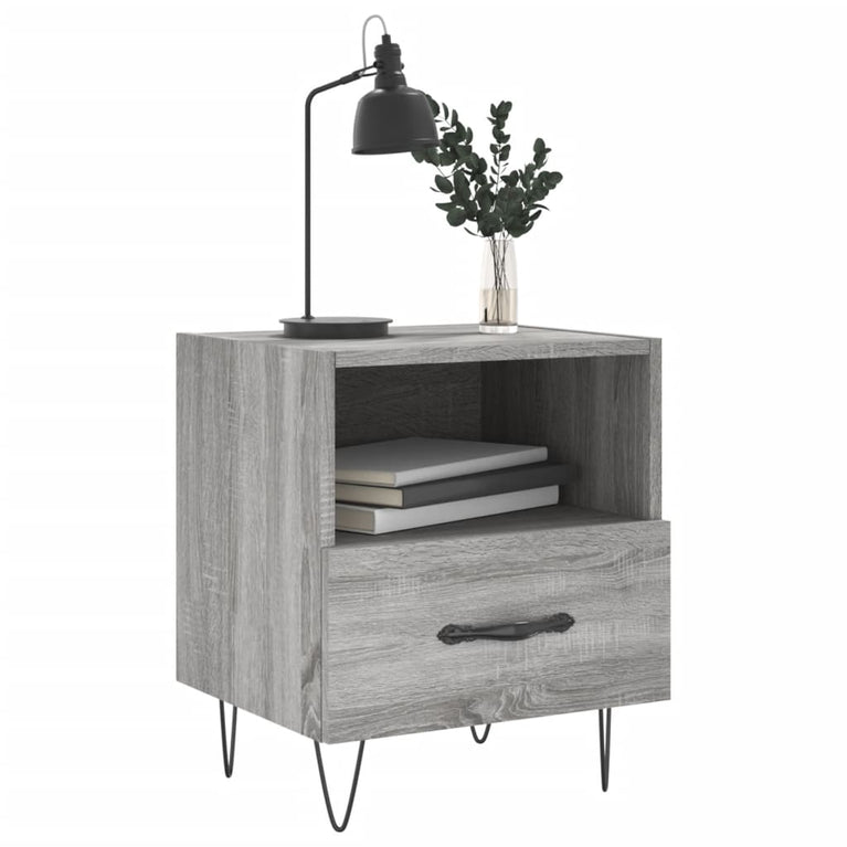 Nachtkastjes 2 st 40x35x47,5 cm bewerkt hout grijs sonoma eiken MeubelReus