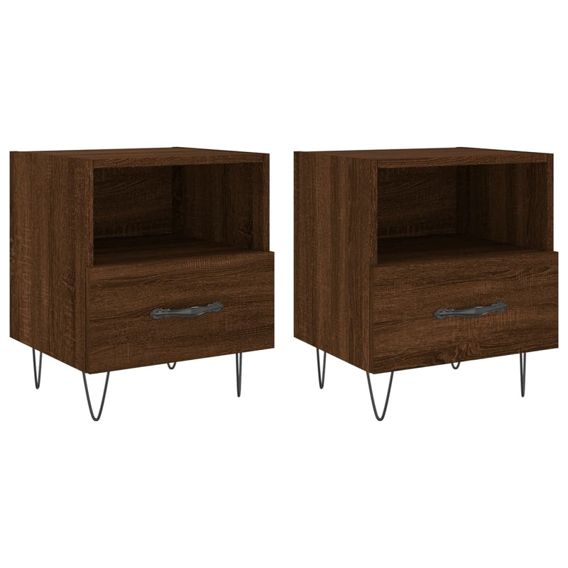 Nachtkastjes 2 st 40x35x47,5 cm bewerkt hout bruin eikenkleur MeubelReus