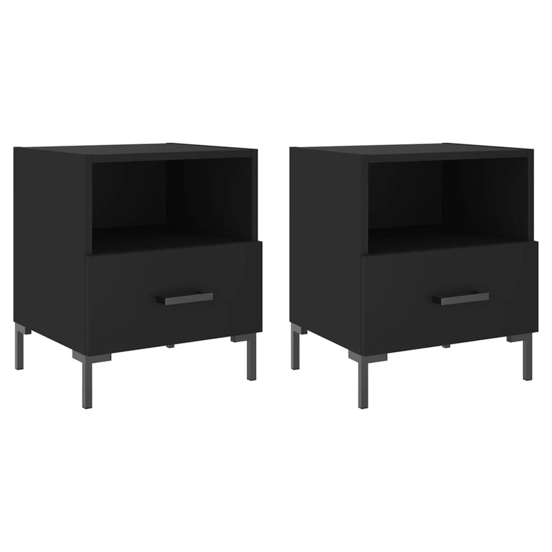 Nachtkastjes 2 st 40x35x47,5 cm bewerkt hout zwart MeubelReus