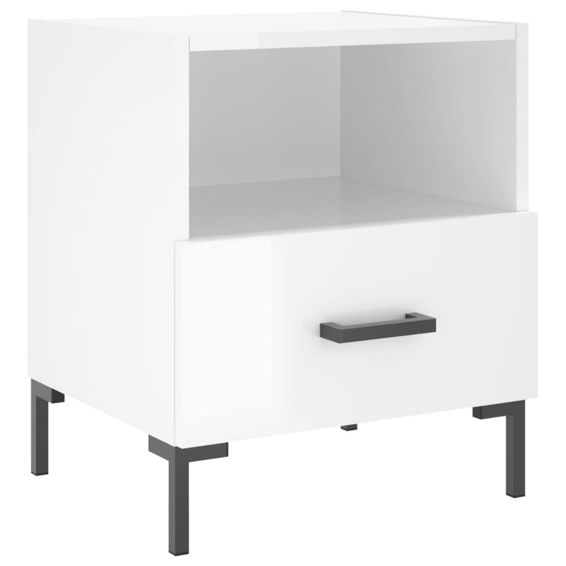 Nachtkastje 40x35x47,5 cm bewerkt hout hoogglans wit MeubelReus