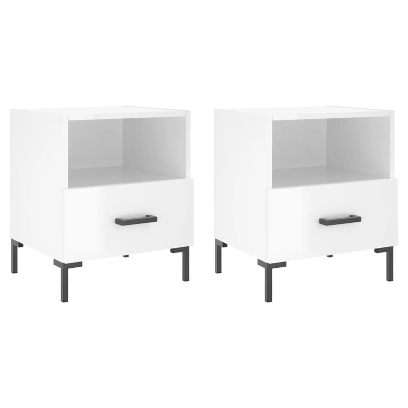 Nachtkastjes 2 st 40x35x47,5 cm bewerkt hout hoogglans wit MeubelReus