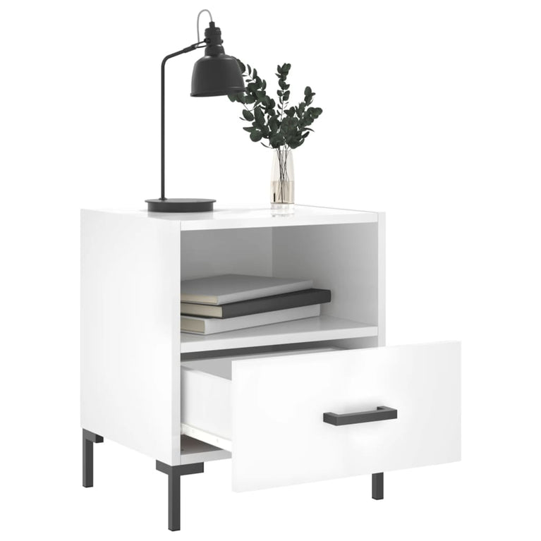Nachtkastjes 2 st 40x35x47,5 cm bewerkt hout hoogglans wit MeubelReus