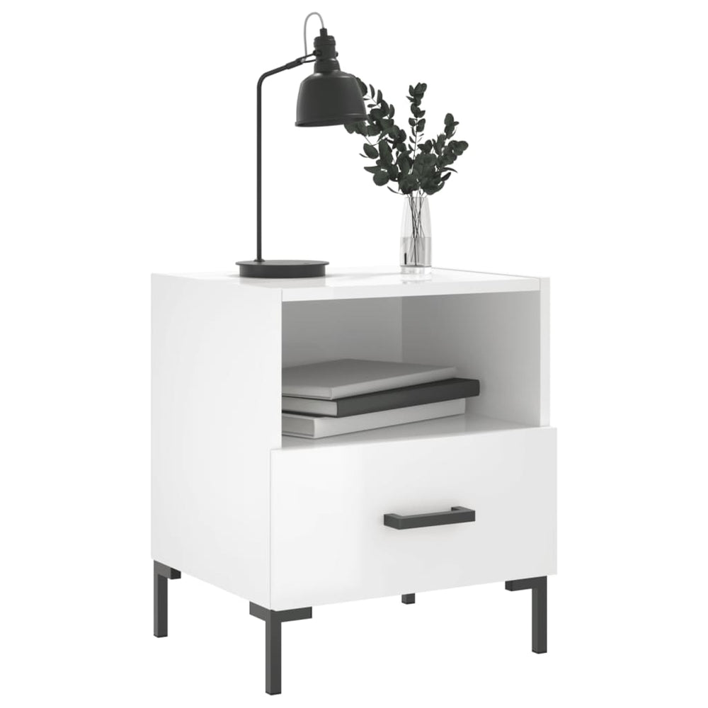 Nachtkastjes 2 st 40x35x47,5 cm bewerkt hout hoogglans wit MeubelReus