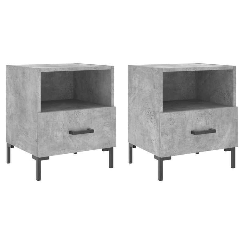 Nachtkastjes 2 st 40x35x47,5 cm bewerkt hout betongrijs MeubelReus