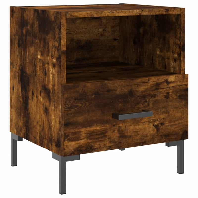 Nachtkastje 40x35x47,5 cm bewerkt hout gerookt eikenkleurig MeubelReus