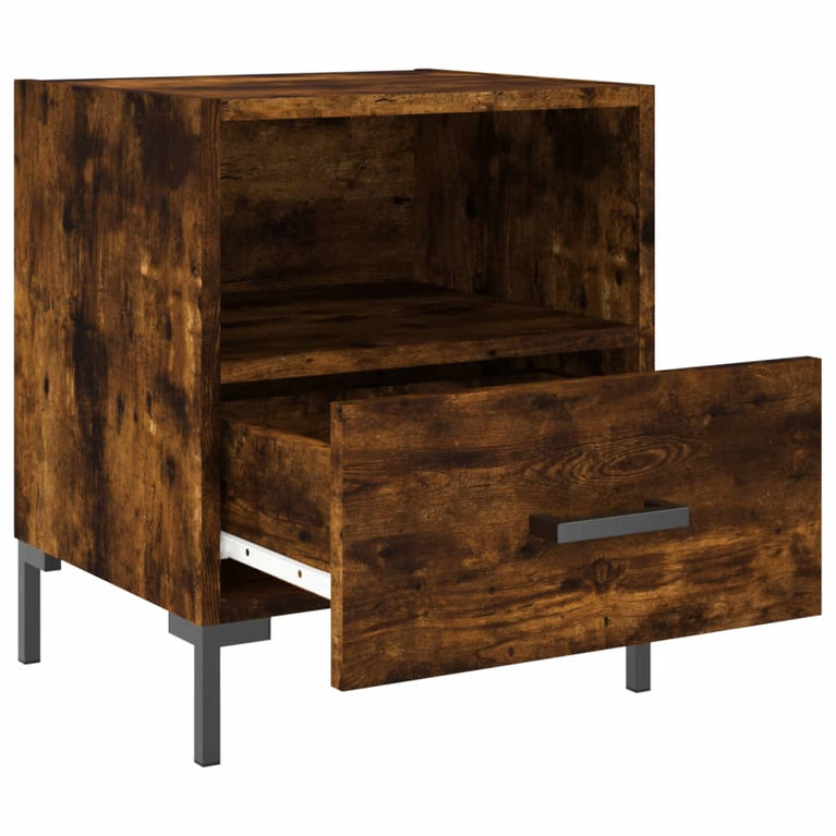 Nachtkastje 40x35x47,5 cm bewerkt hout gerookt eikenkleurig MeubelReus