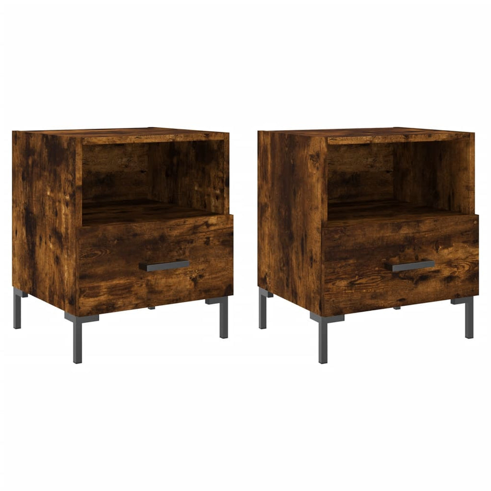 Nachtkastjes 2 st 40x35x47,5 cm bewerkt hout gerookt eikenkleur MeubelReus