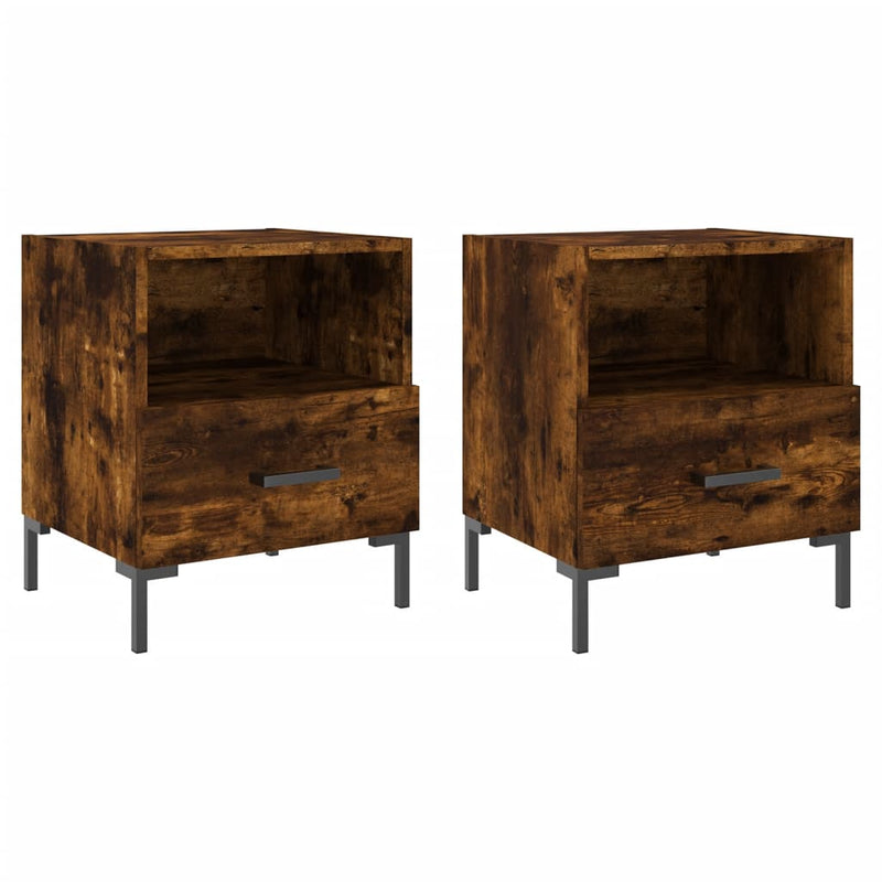 Nachtkastjes 2 st 40x35x47,5 cm bewerkt hout gerookt eikenkleur MeubelReus