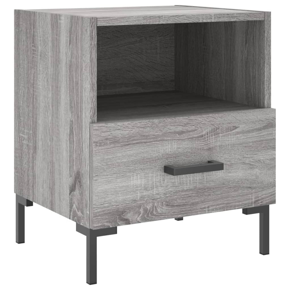 Nachtkastje 40x35x47,5 cm bewerkt hout grijs sonoma eikenkleur MeubelReus