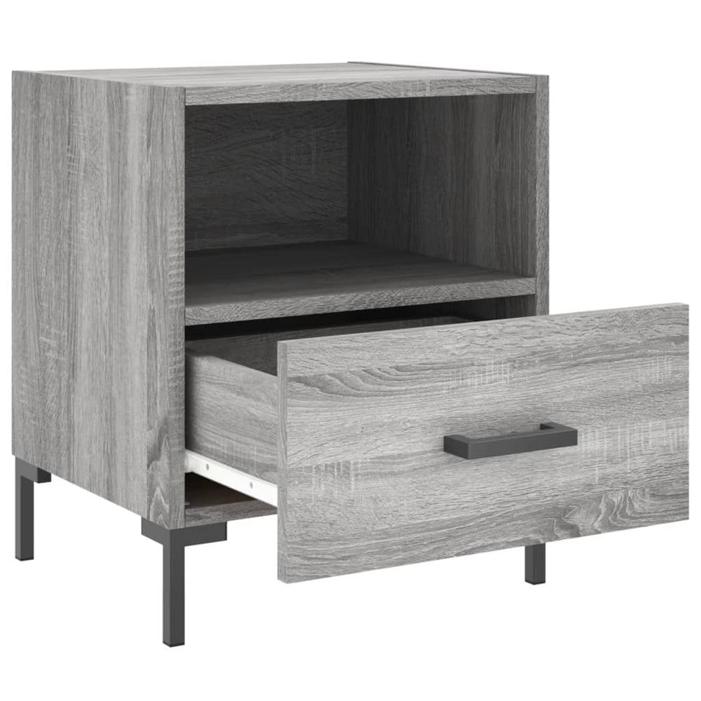 Nachtkastje 40x35x47,5 cm bewerkt hout grijs sonoma eikenkleur MeubelReus