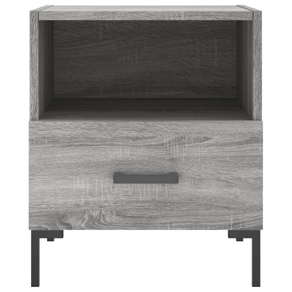 Nachtkastje 40x35x47,5 cm bewerkt hout grijs sonoma eikenkleur MeubelReus