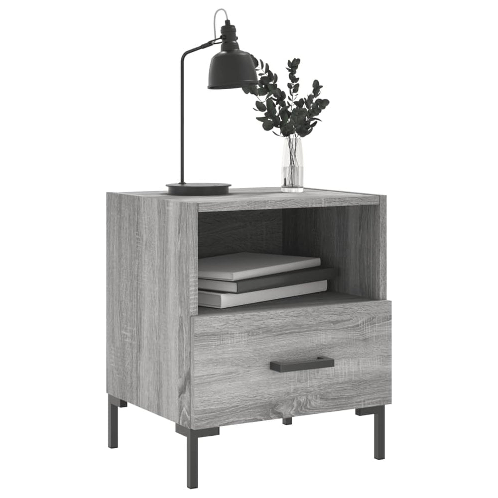 Nachtkastje 40x35x47,5 cm bewerkt hout grijs sonoma eikenkleur MeubelReus