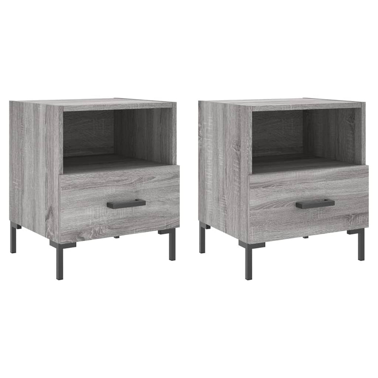Nachtkastjes 2 st 40x35x47,5 cm bewerkt hout grijs sonoma eiken MeubelReus