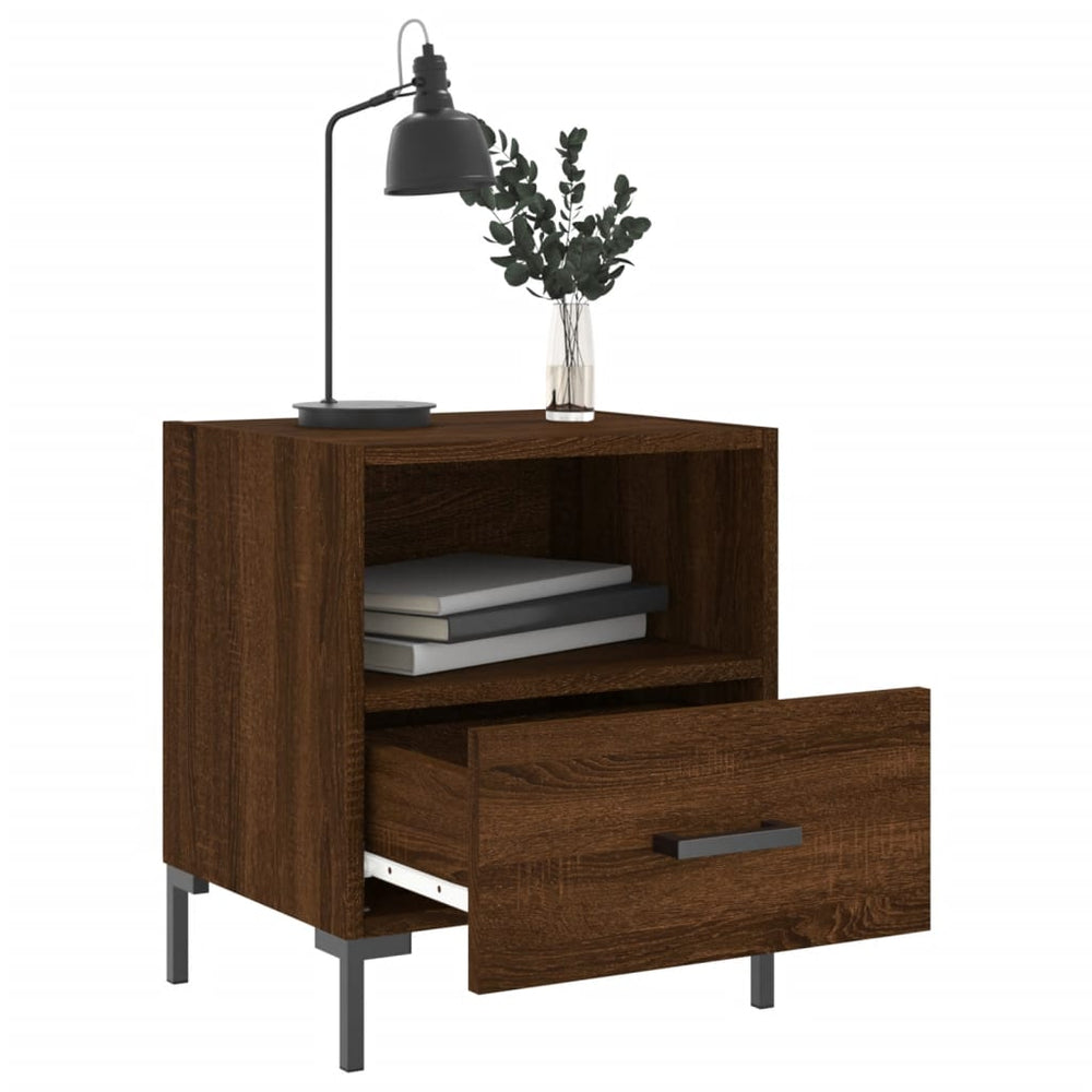 Nachtkastje 40x35x47,5 cm bewerkt hout bruin eikenkleur MeubelReus