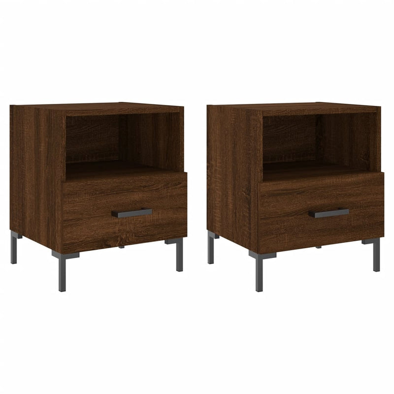 Nachtkastjes 2 st 40x35x47,5 cm bewerkt hout bruin eikenkleur MeubelReus