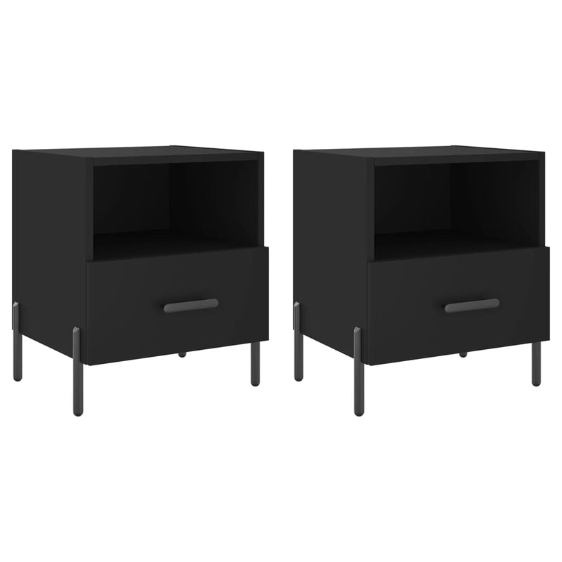 Nachtkastjes 2 st 40x35x47,5 cm bewerkt hout zwart MeubelReus