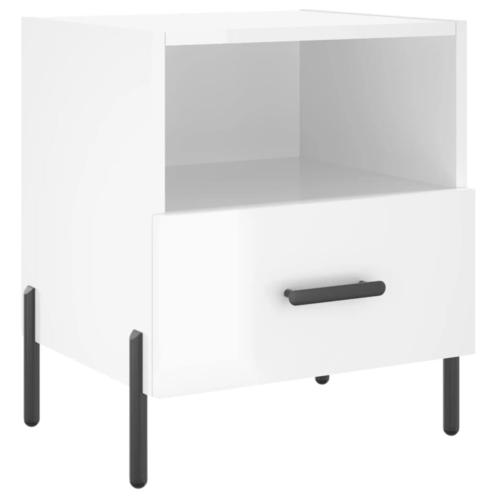 Nachtkastje 40x35x47,5 cm bewerkt hout hoogglans wit MeubelReus