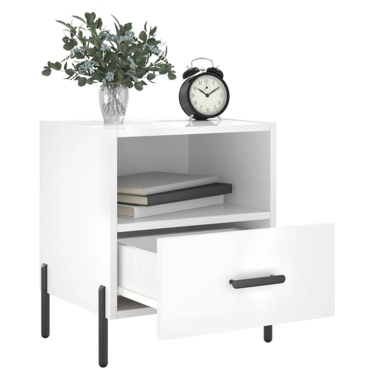 Nachtkastjes 2 st 40x35x47,5 cm bewerkt hout hoogglans wit MeubelReus