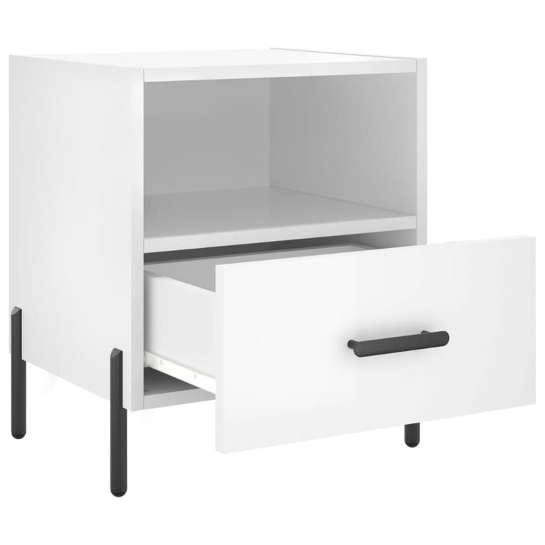 Nachtkastjes 2 st 40x35x47,5 cm bewerkt hout hoogglans wit MeubelReus