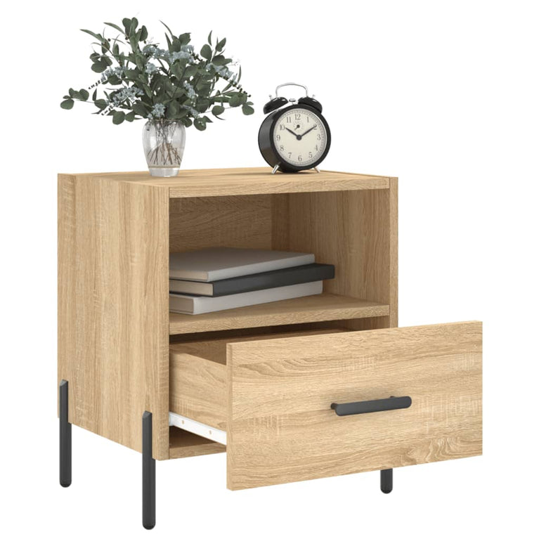 Nachtkastje 40x35x47,5 cm bewerkt hout sonoma eikenkleurig MeubelReus