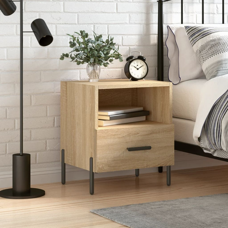 Nachtkastje 40x35x47,5 cm bewerkt hout sonoma eikenkleurig MeubelReus