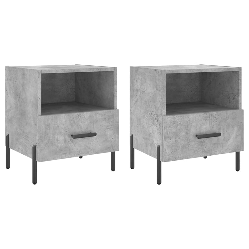 Nachtkastjes 2 st 40x35x47,5 cm bewerkt hout betongrijs MeubelReus