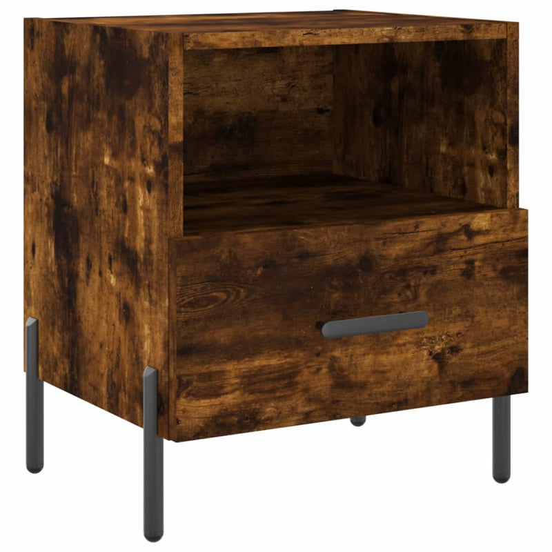 Nachtkastje 40x35x47,5 cm bewerkt hout gerookt eikenkleurig MeubelReus