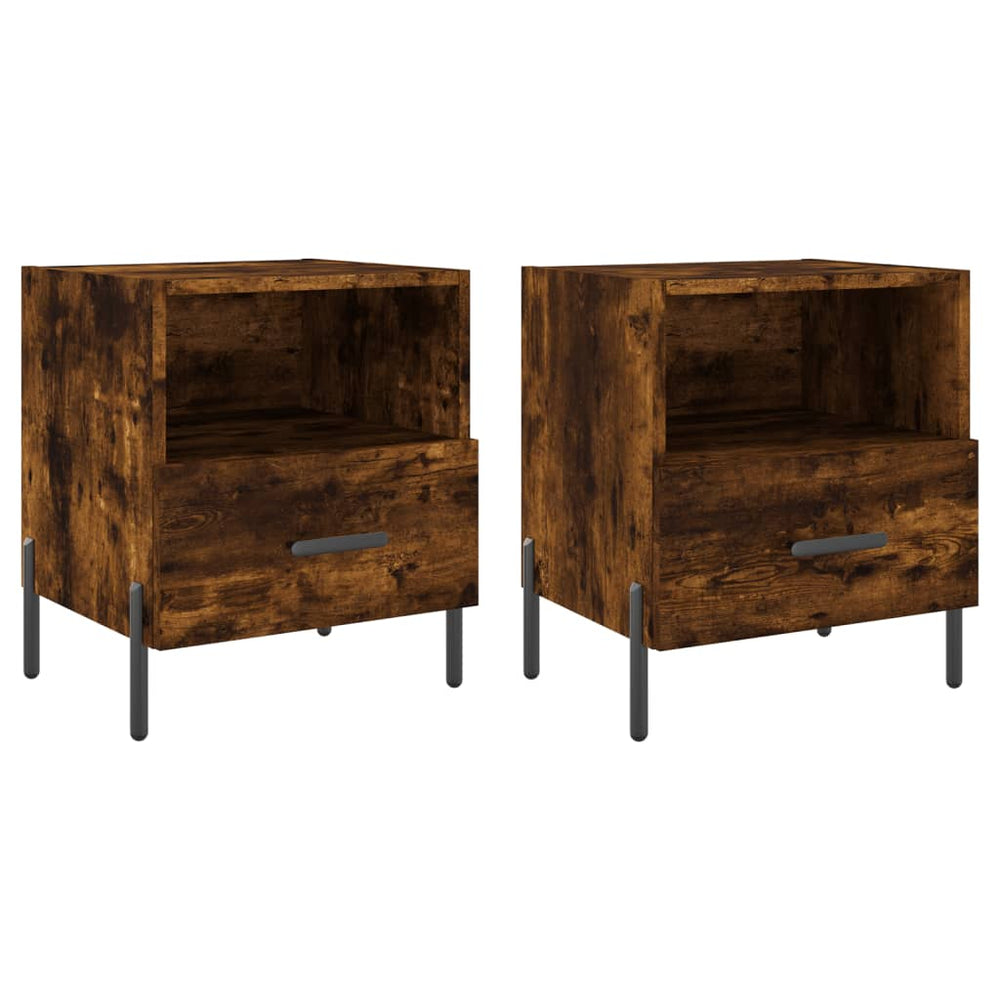 Nachtkastjes 2 st 40x35x47,5 cm bewerkt hout gerookt eikenkleur MeubelReus