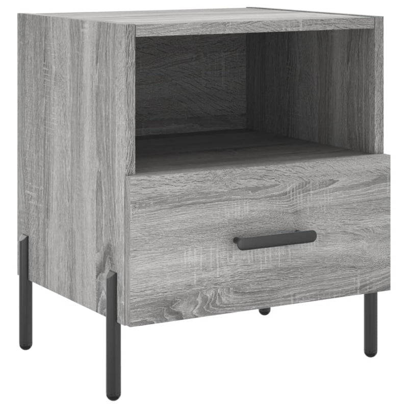 Nachtkastje 40x35x47,5 cm bewerkt hout grijs sonoma eikenkleur MeubelReus