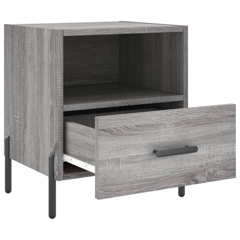 Nachtkastje 40x35x47,5 cm bewerkt hout grijs sonoma eikenkleur MeubelReus