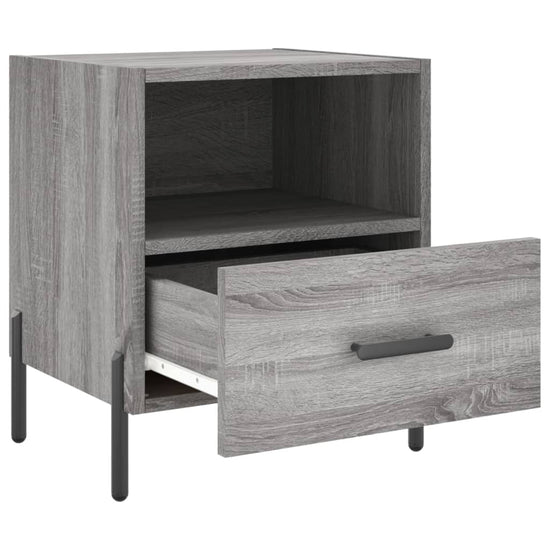 Nachtkastje 40x35x47,5 cm bewerkt hout grijs sonoma eikenkleur MeubelReus