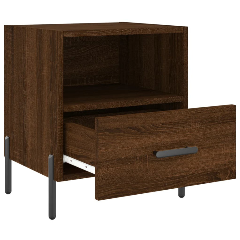 Nachtkastje 40x35x47,5 cm bewerkt hout bruin eikenkleur MeubelReus