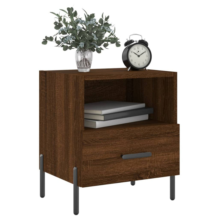 Nachtkastje 40x35x47,5 cm bewerkt hout bruin eikenkleur MeubelReus