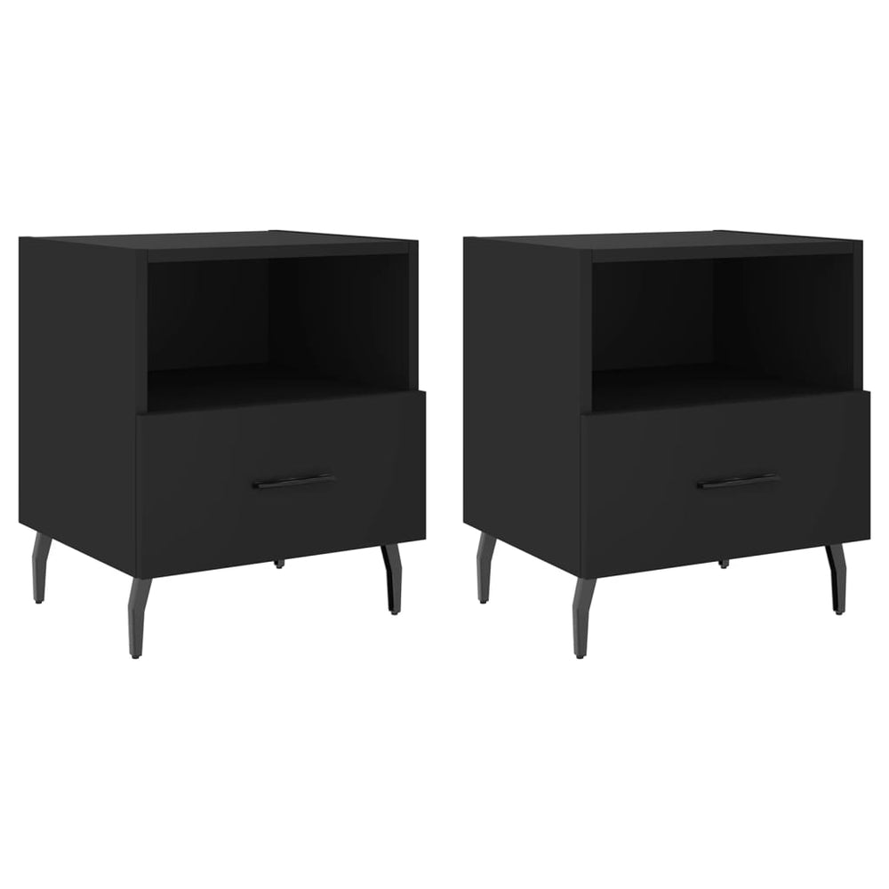 Nachtkastjes 2 st 40x35x47,5 cm bewerkt hout zwart MeubelReus