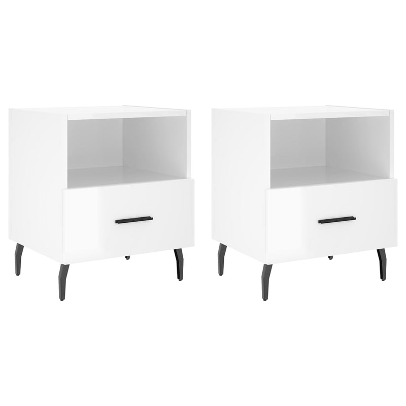 Nachtkastjes 2 st 40x35x47,5 cm bewerkt hout hoogglans wit MeubelReus